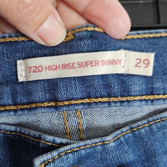 Levi’s 720 High Rise Super Skinny Women’s Jeans Size 29 Blue Stretch Denim Y2K - Picture 3 of 12